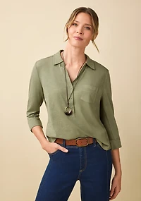 Jersey Slub Button-Front Shirt