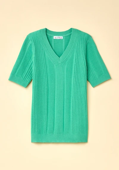 V-Neck Ribbed Pullover