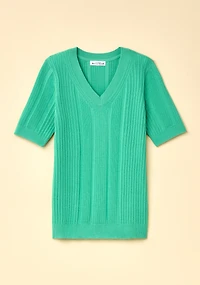 V-Neck Ribbed Pullover
