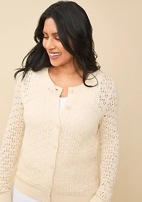 Pointelle Button-Front Cardigan