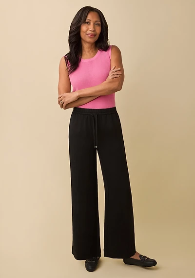 Drawstring Wide-Leg Pull-On Pant