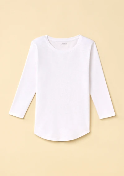 Cotton Slub 3/4 Sleeve Crewneck Tee