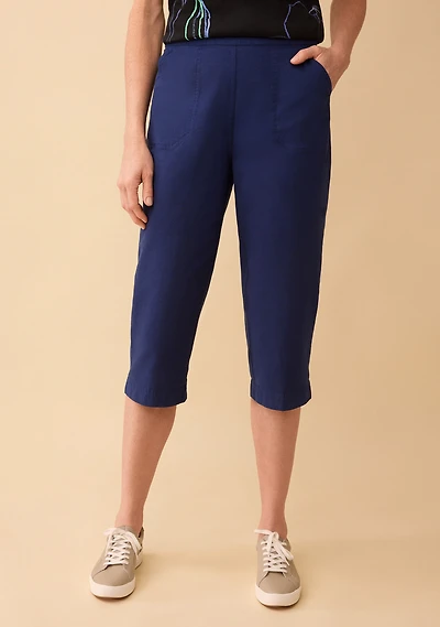 Garment Dye Pull On Capri Pant