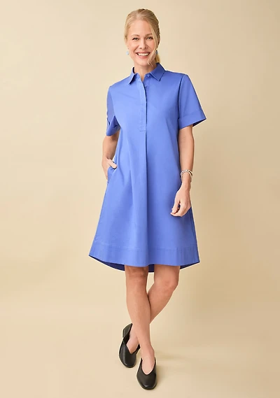 Short Sleeve Poplin Shirt Dress
