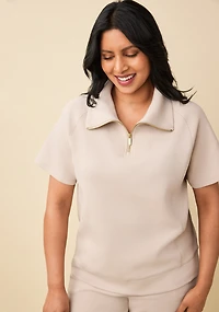 Cloud Soft Short Sleeve Zip Neck Popover