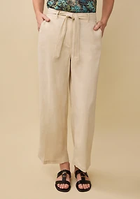 Belted Linen Crop Pant