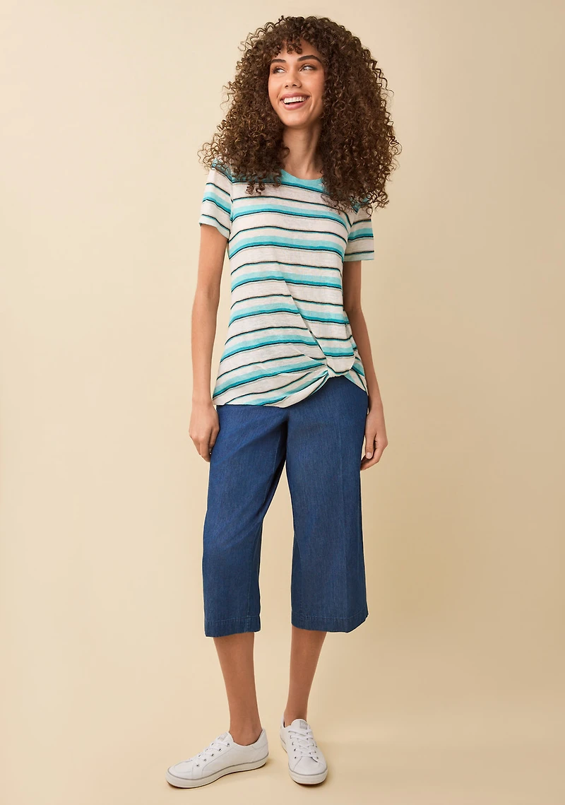 Twisted Hem Striped Tee