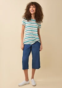 Twisted Hem Striped Tee