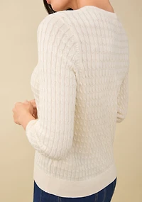 Cotton Cable Crew Neck Sweater