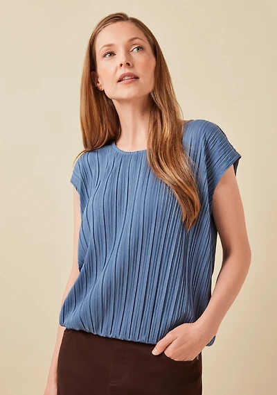 Pleated Cap Sleeve Top
