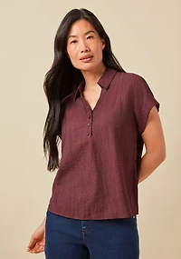 Crinkle Short Sleeve Blouse