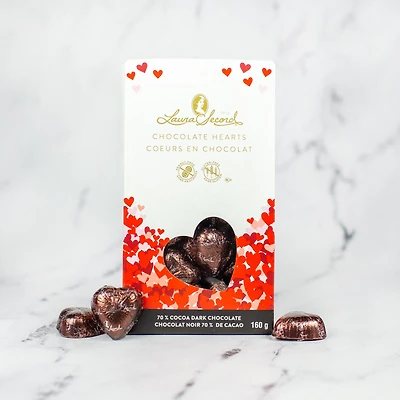 Sachet de coeurs en chocolat noir 70 % 160 g [92327]