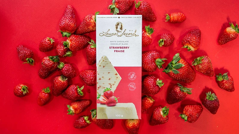 Barre de chocolat blanc et fraises 100 g [87043]