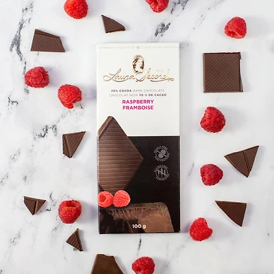 Dark Chocolate 70 % & Raspberry Bar 100 g [87041]