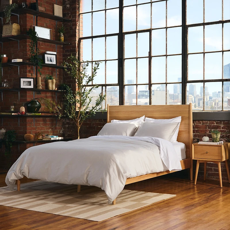 Silk & Snow Mid-Century Modern Bed
