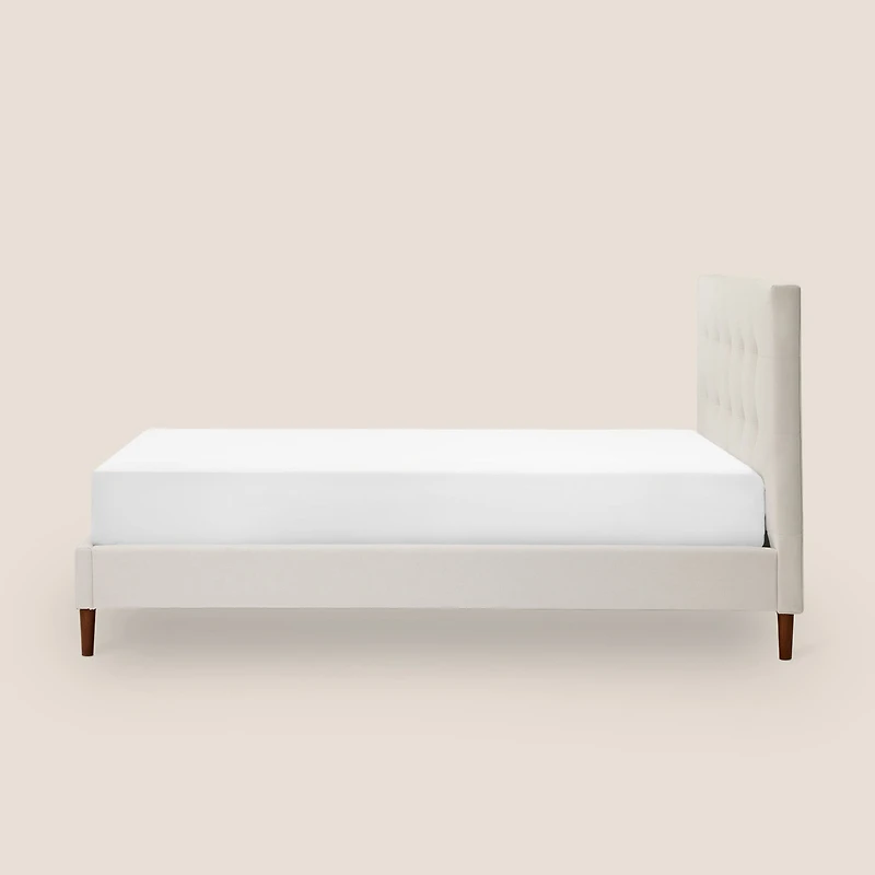 Silk & Snow Grid Tufted Upholstered Bed