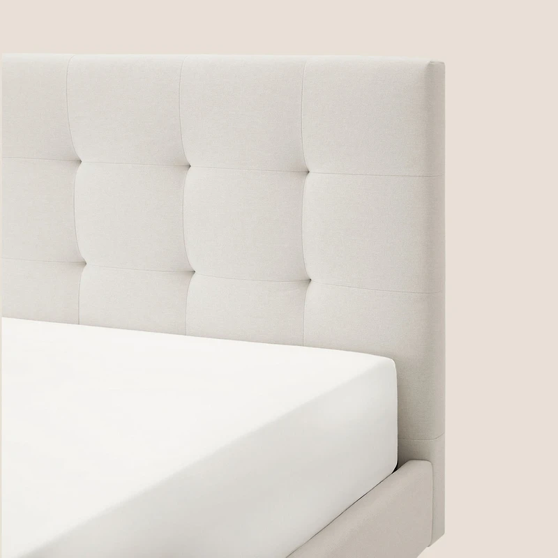 Silk & Snow Grid Tufted Upholstered Bed
