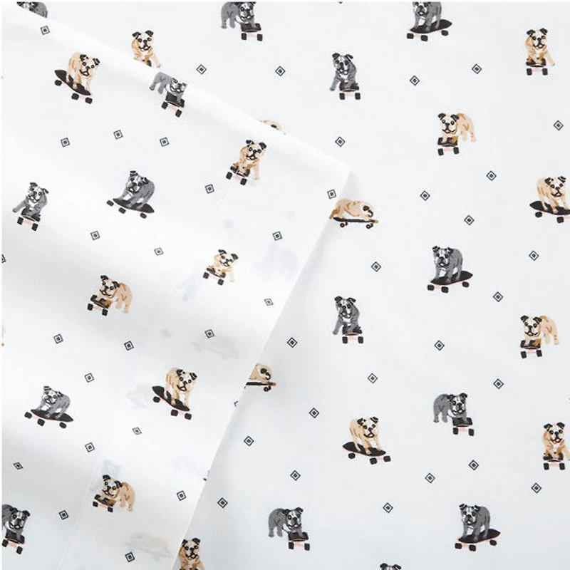 Poppy & Fritz Skateboarding Bulldogs Sheet Set