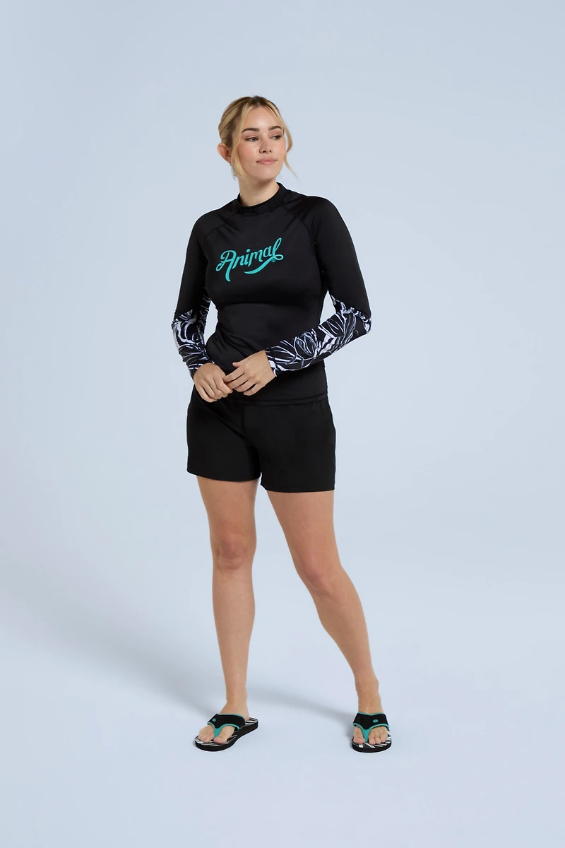 Lillie Womens Printed Panel Rash Guard