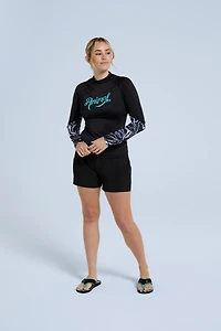 Lillie Womens Printed Panel Rash Guard