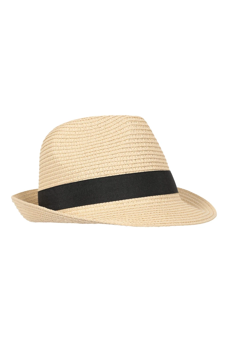 Mens Straw Trilby Hat