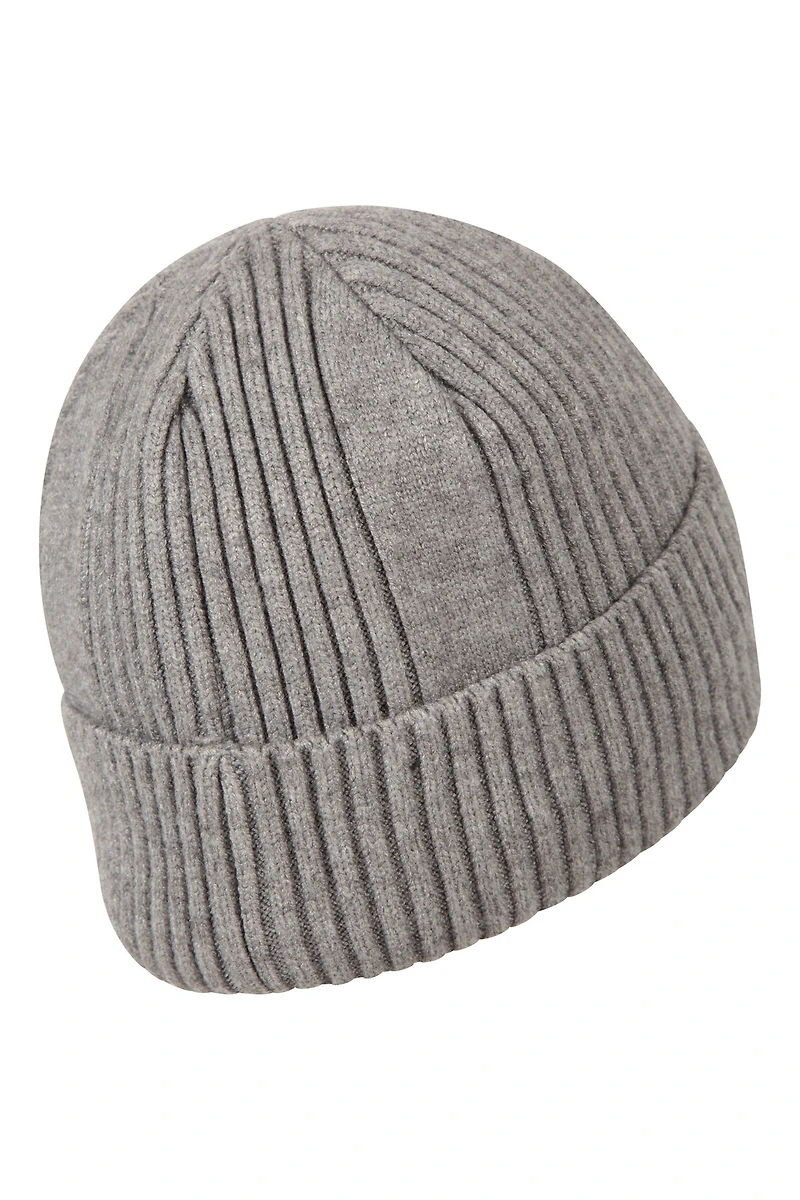 Fur Lined Mens Ribbed Thermal Beanie