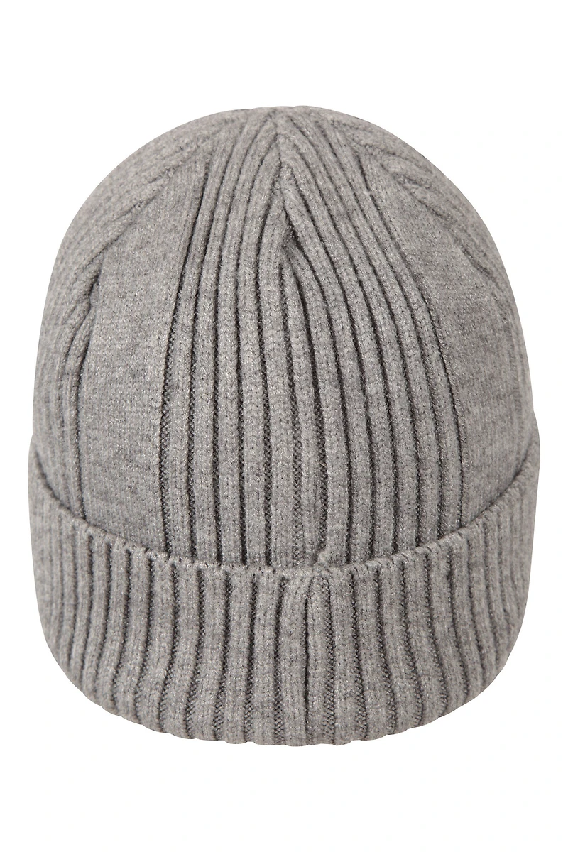 Fur Lined Mens Ribbed Thermal Beanie