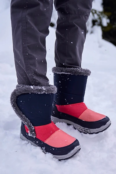 Caribou Kids Faux Fur Trim Adaptive Snow Boots