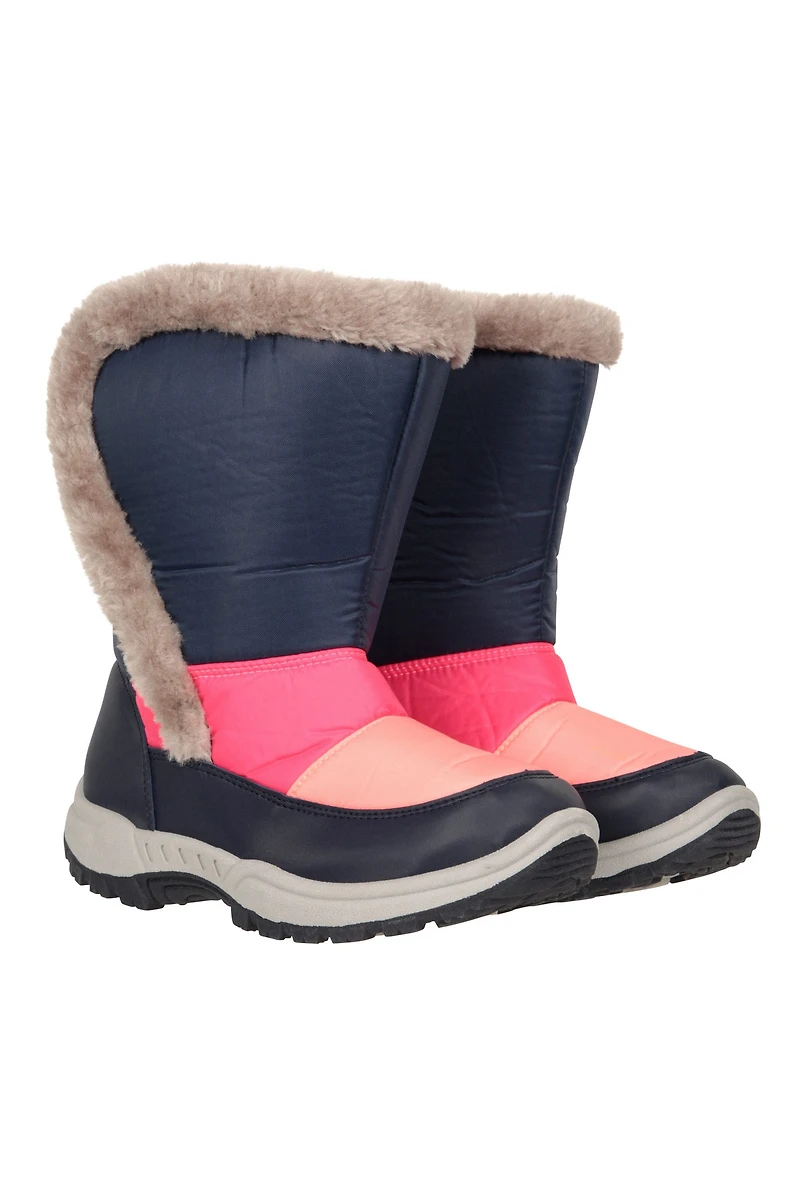 Caribou Kids Faux Fur Trim Adaptive Snow Boots