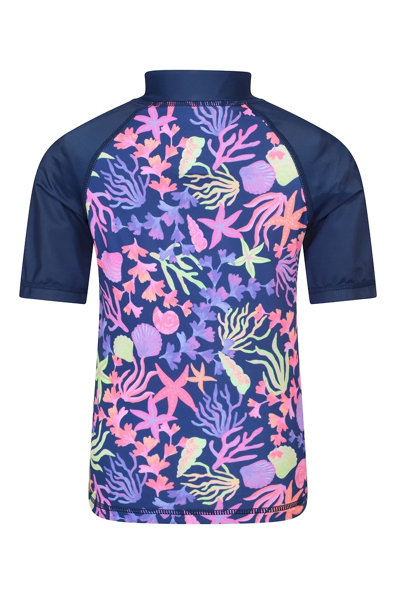 Short Sleeve Kids Printed Rash Guard
