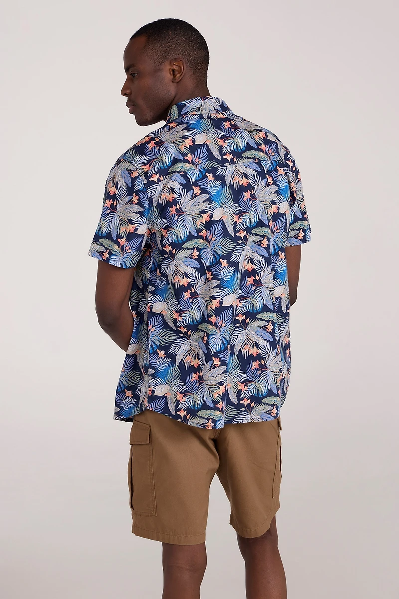 Tropical Printed Mens Short Sleeved Shirt