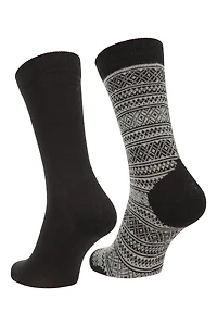 Mens Patterned Merino Mid-Calf Socks 2-Pack