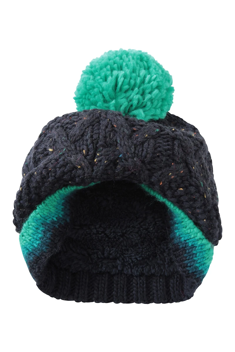 Fur Lined Kids Cable Knitted Beanie