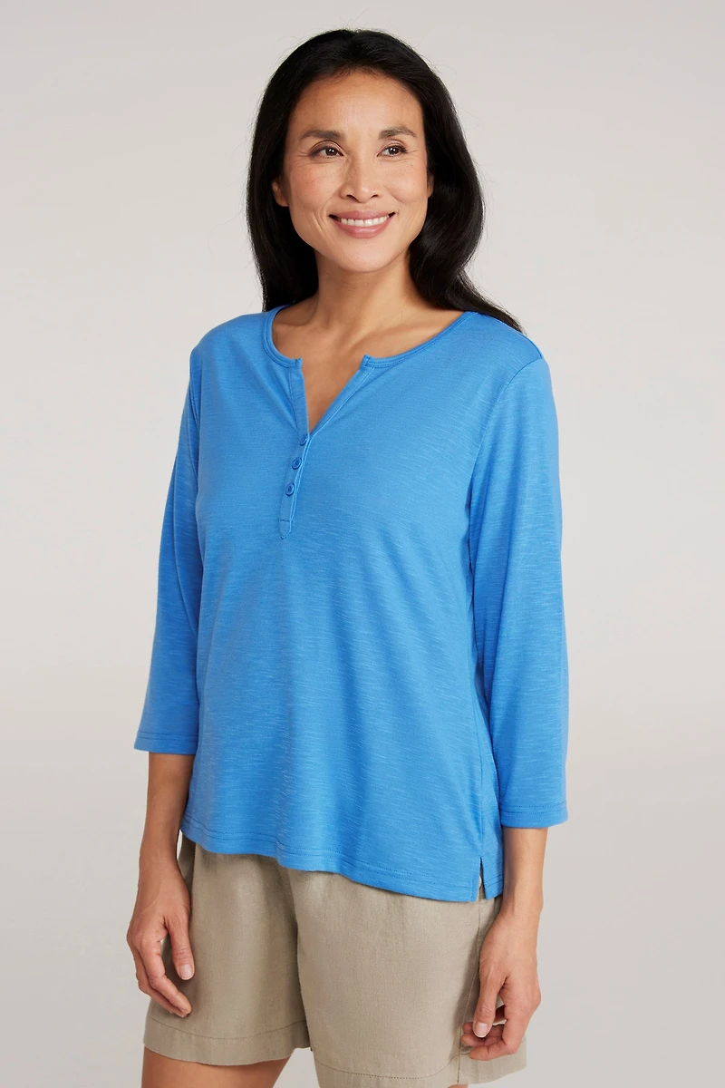 Agra Womens 3/4 Sleeve Slub Tee
