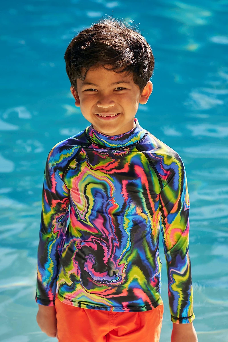 Long Sleeved Printed Kids Rash Guard