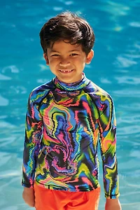 Long Sleeved Printed Kids Rash Guard