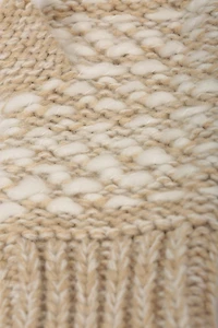 Patterned Fingerless Knitted Womens Mittens