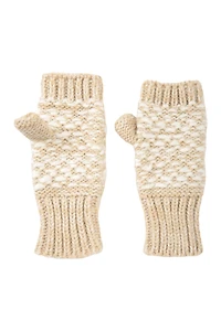 Patterned Fingerless Knitted Womens Mittens