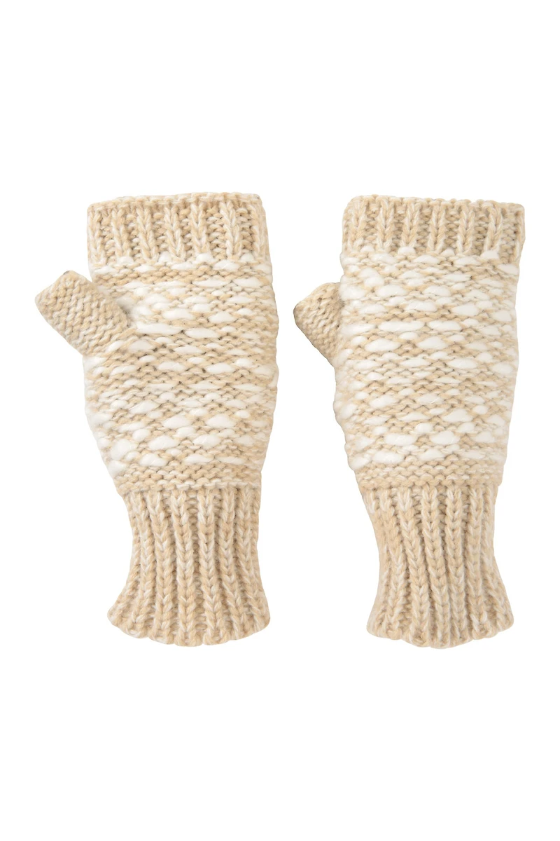 Patterned Fingerless Knitted Womens Mittens