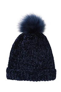 Chenille Womens Pom Beanie