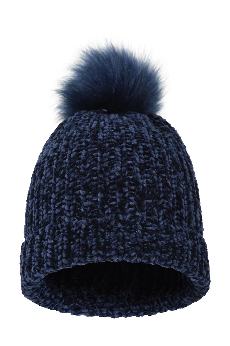 Chenille Womens Pom Beanie