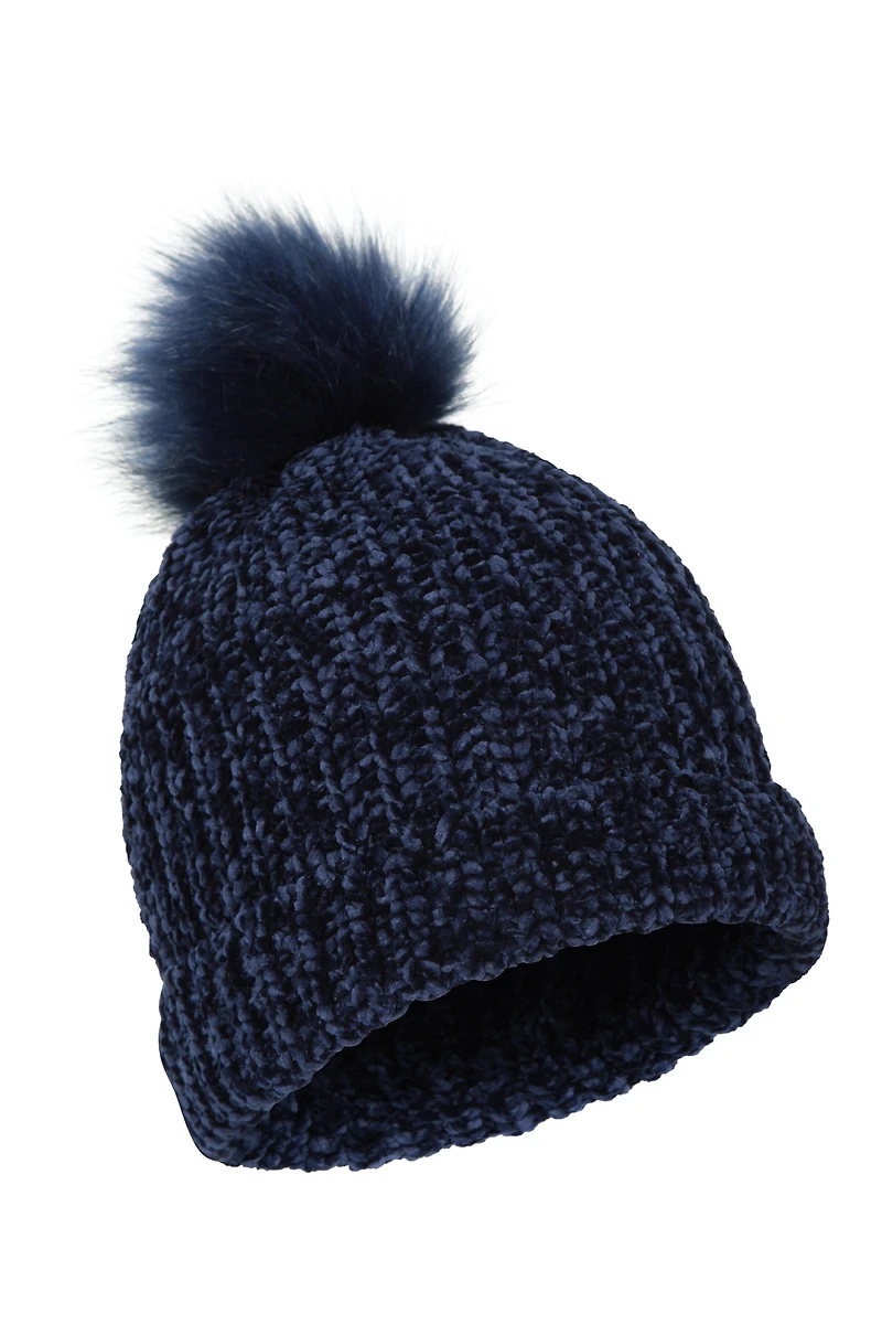 Chenille Womens Pom Beanie