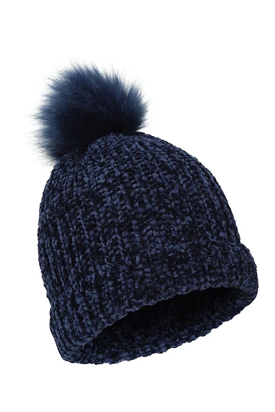 Chenille Womens Pom Beanie