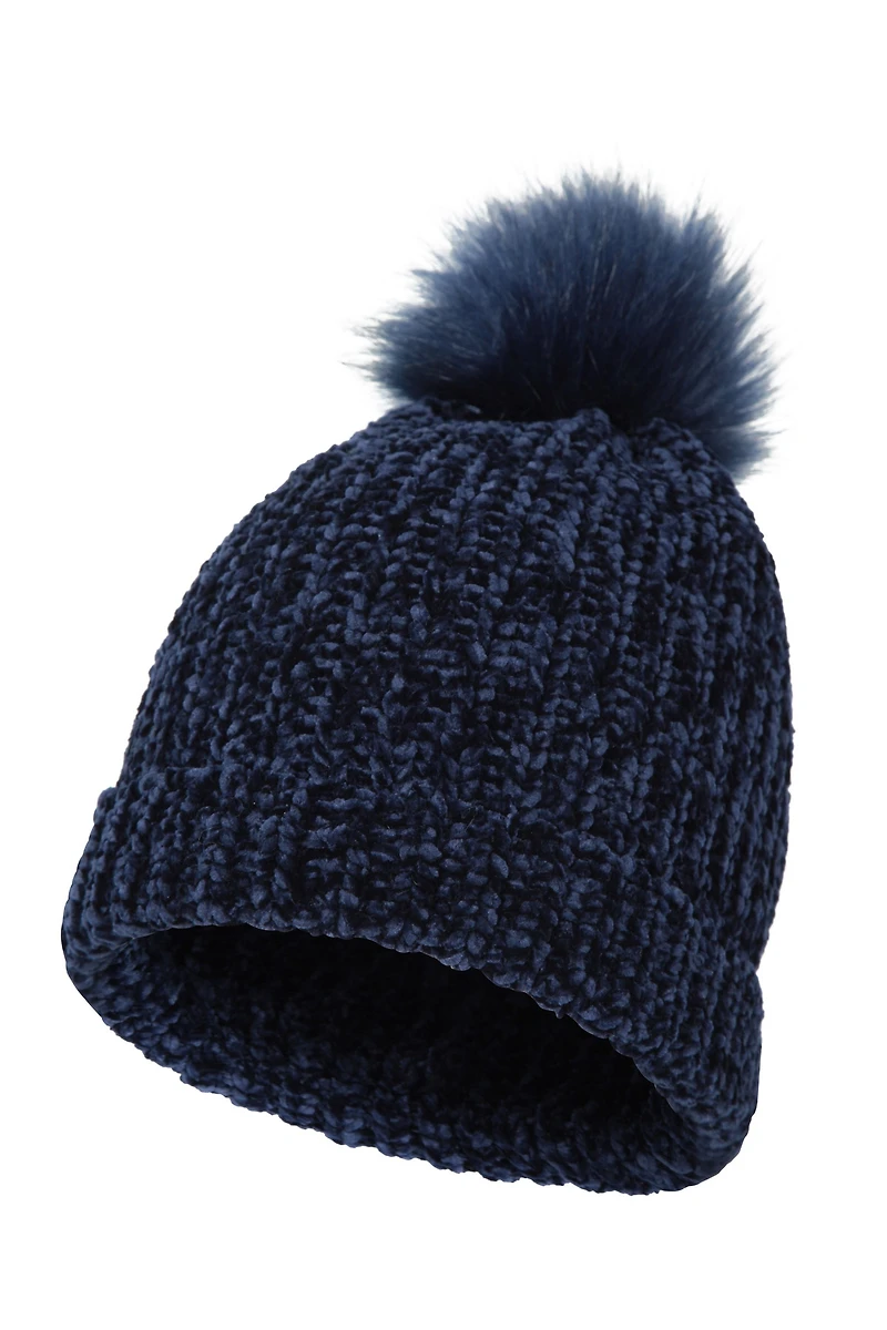 Chenille Womens Pom Beanie