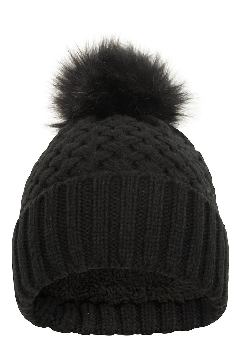 Lisbon Sherpa Lined Womens Thermal Pom-Pom Beanie