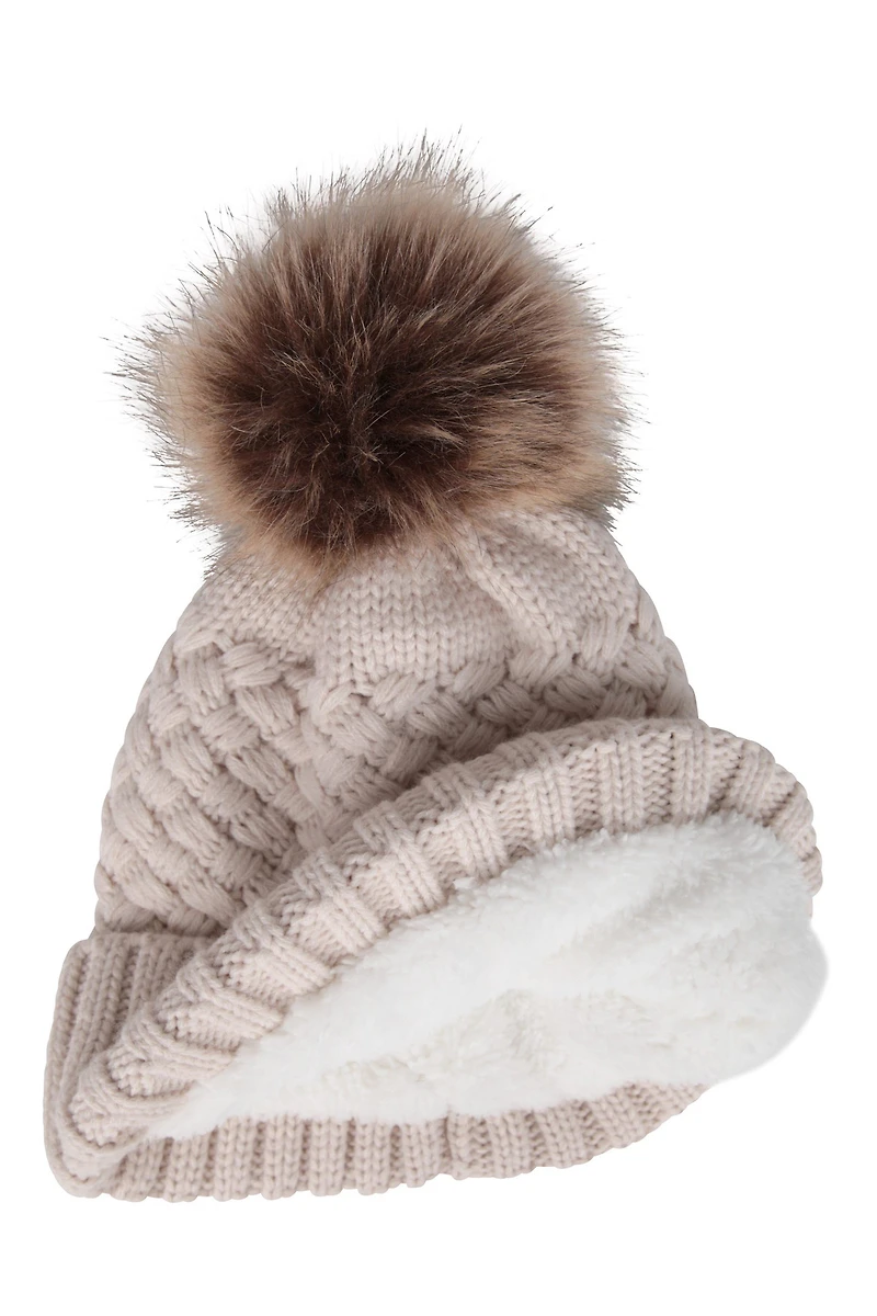 Lisbon Sherpa Lined Womens Thermal Pom-Pom Beanie