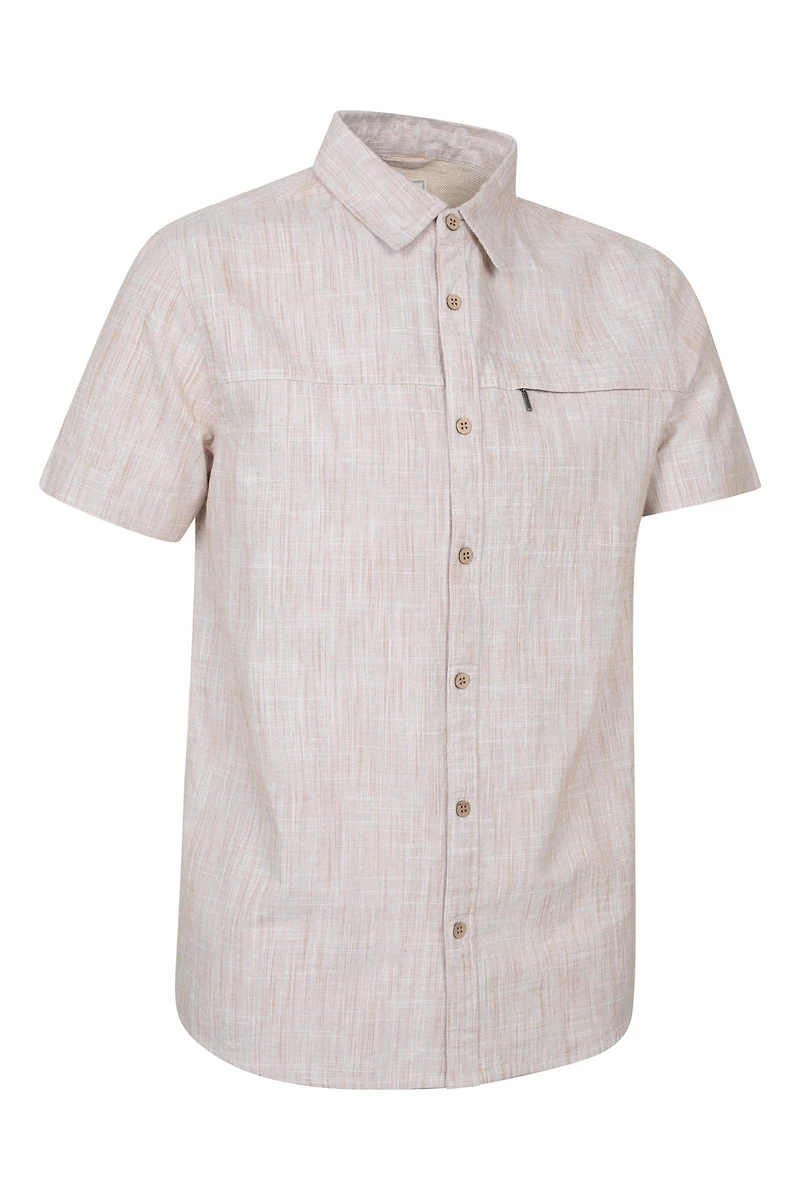 Coconut Slub Texture Mens Short-Sleeved Shirt