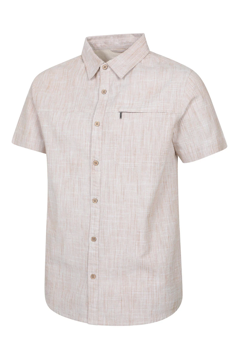 Coconut Slub Texture Mens Short-Sleeved Shirt