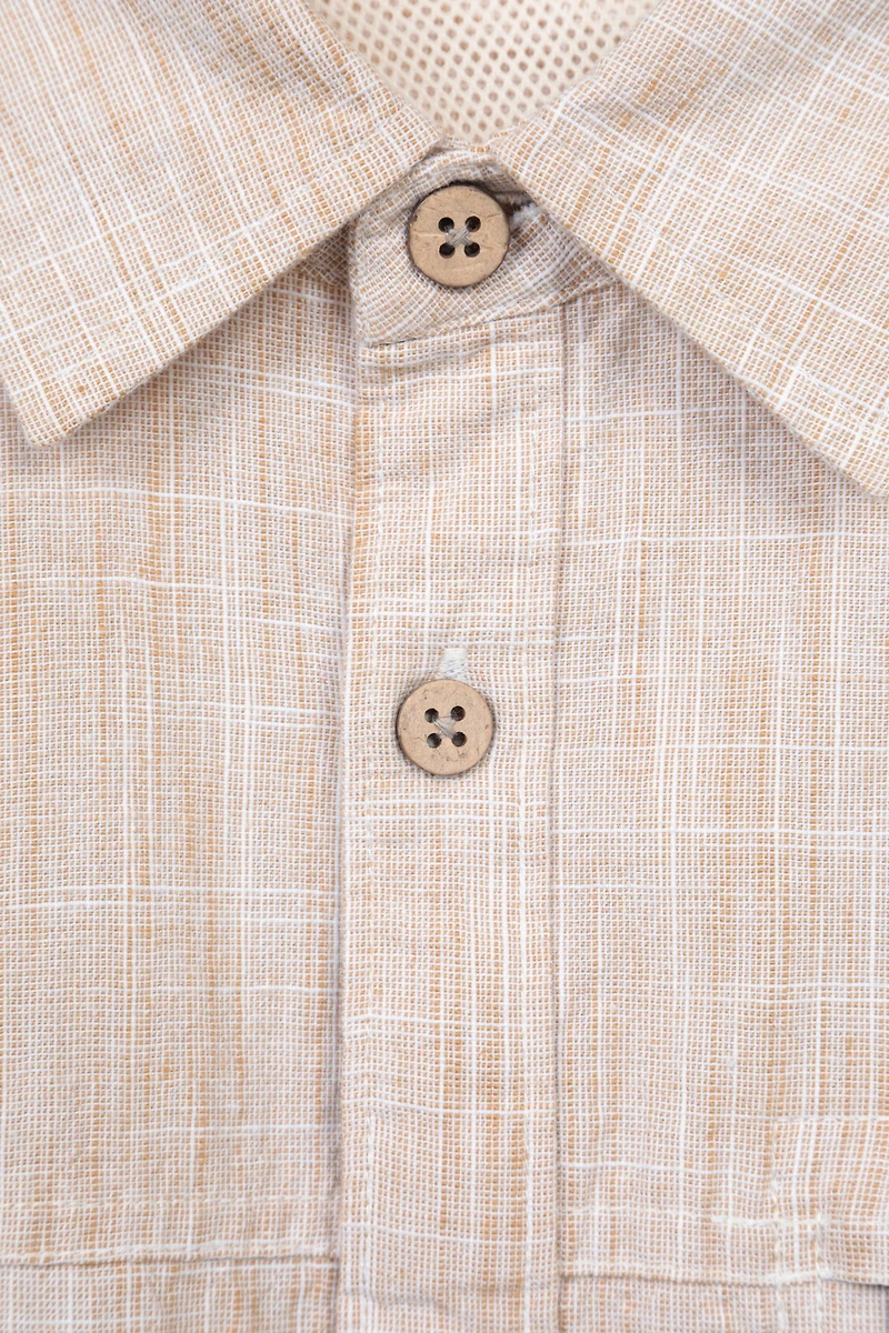 Coconut Slub Texture Mens Short-Sleeved Shirt