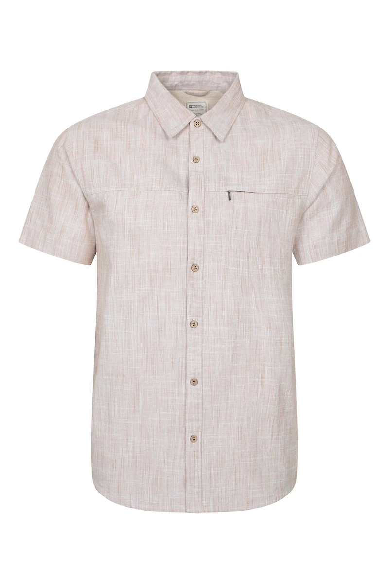 Coconut Slub Texture Mens Short-Sleeved Shirt